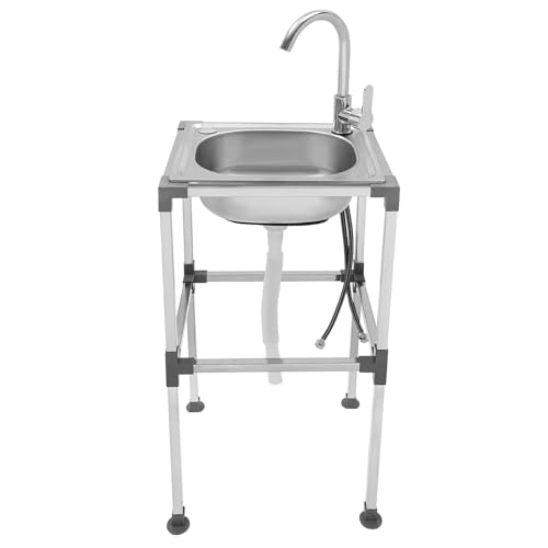 ACROSSPART Edelstahl-Küchenspüle, Spüle mit Unterschrank, Multifunktions Mobile Spüle, Rechteckig Freistehende Spüle mit Wasserhahn, 42 * 37 * 75cm von ACROSSPART