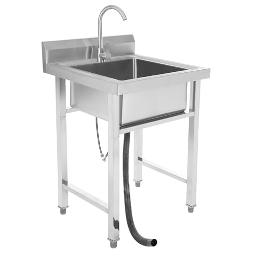 ACROSSPART Freistehende Edelstahl Spültisch, Spüle mit Unterschrank und 360 ° Rotatable Faucet, Küchenspüle, Einstellbare Höhe, 60 * 60 * 93cm von ACROSSPART