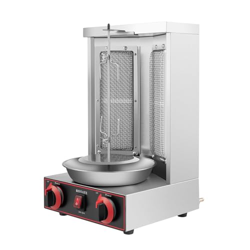 ACROSSPART Gas Vertikaler Döner Kebab Maschine 220V 3000W BBQ Gyros Machine Rotisserie Grill Tool Dönergrill für Zuhause 360° Rotation Rotissiere Döner Grill von ACROSSPART