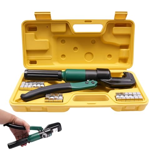ACROSSPART Handbetriebene Hydraulische Crimpzange 4 mm² bis 70 mm² für Kabelschuhe Presszange Kabelschuhe mit 8 Matrizen von ACROSSPART