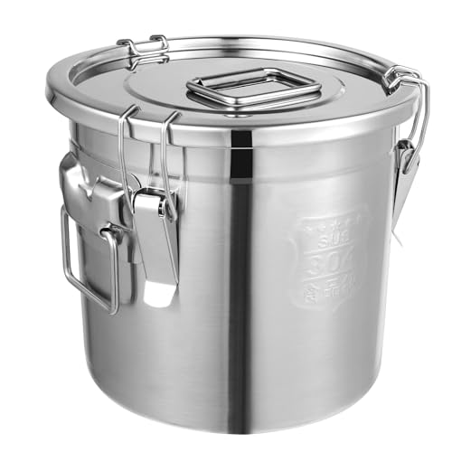 ACROSSPART Luftdichter Kanister Lebensmitteln aus 304 Edelstahl 12 Liter Luftdichter Kanister Lebensmitteln Getreidebehälter Edelstahl Behälter mit Deckel Küche Eimer von ACROSSPART