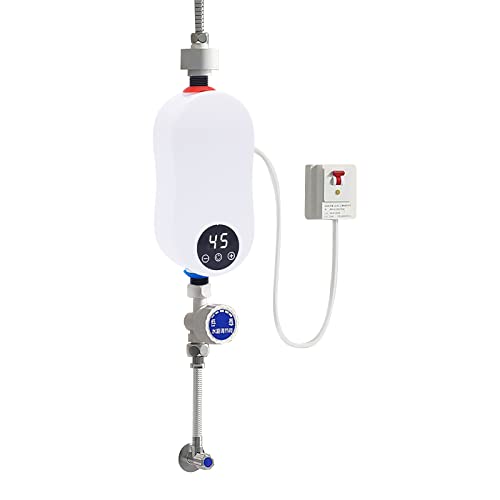 ACROSSPART Mini Elektrische Durchlauferhitzer 220V 5500W Warmwasserspeicher mit LED-Anzeige und Intelligentes Thermostat Boiler Untertisch IPX4 Wasserdicht Schnelle Erwärmung von ACROSSPART