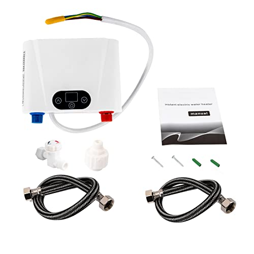 ACROSSPART Mini Elektrischer Durchlauferhitzer 220V 5.5 kW Boiler Untertisch Durchlauferhitzer Küche Touchscreen und LED Temperaturanzeig Warmwasserspeicher für Küche Badezimmer Untertisch von ACROSSPART