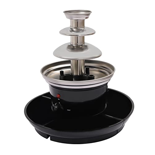 ACROSSPART Schokobrunnen Edelstahl Schokoladenfondue Schokobrunnen Klein mit Warmhaltefunktion 3 Ebenen Schokoladenbrunnen für Zuhause von ACROSSPART