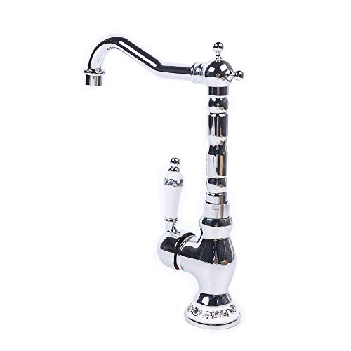 ACROSSPART Schwenkbare Küchenarmatur Weißer Retro Badezimmer Wasserhahn Wasserhahn Küche Bad mit Warm und Kaltwasserhähnen Retro Wasserhahn für Bäder und Küchen. von ACROSSPART