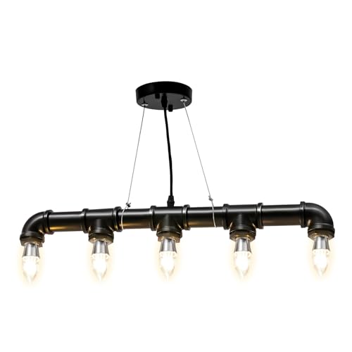 ACROSSPART Vintage Lampe, Retro Industrial Wasserrohr Hänge Lampe, Küchenlampe Hängend mit E27 Fassung, Esszimmer Pendelleuchte Deckenlampe von ACROSSPART