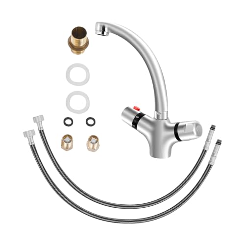 ACROSSPART Wasserhahn Bad, Waschtischarmaturen mit Thermostat und Doppelstiel, Thermostat Mischbatterie Waschbecken, Wasserhahn Bad für das Waschbecken ACROSSPART Wasserhahn Bad, Waschtischarmaturen mit Thermostat und Doppelstiel, Thermostat Mischbatterie Waschbecken, Wasserhahn Bad für das Waschbecken von ACROSSPART