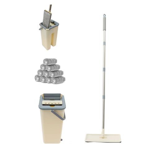 ACROSSPART Wischmopp Set mit Eimer Bodenwischer mit Auswringfunktion Bodenwischer Set mit 360° Drehbarer Wischmop und 10 Mikrofaserpad Putzlappe Innovativer 2 Kammer Putzeimer ACROSSPART Wischmopp Set mit Eimer Bodenwischer mit Auswringfunktion Bodenwischer Set mit 360° Drehbarer Wischmop und 10 Mikrofaserpad Putzlappe Innovativer 2 Kammer Putzeimer von ACROSSPART