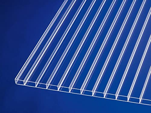 Stegplatte aus Polycarbonat |Doppelstegplatte| longlife Deluxe| 16mm stark |klar | Hagelsicher bis 40mm Hagelkorndurchmesser |Steg 2 Fach | 16/32 980mm x 3000mm (B x T) von Acrylshop24