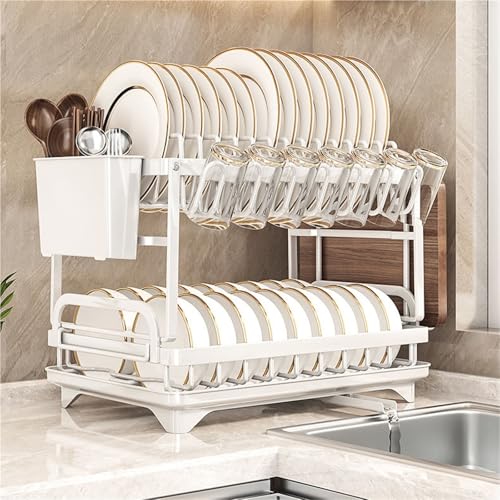 ACRaBoss 2-Stufiger Geschirrständer Mit Großer Kapazität Für Die Küchentheke, Multifunktionaler Trockenständer Mit Schneidebrett Und Getränkehalter, Platzsparender Geschirr-Organizer/White ACRaBoss 2-Stufiger Geschirrständer Mit Großer Kapazität Für Die Küchentheke, Multifunktionaler Trockenständer Mit Schneidebrett Und Getränkehalter, Platzsparender Geschirr-Organizer/White von ACRaBoss