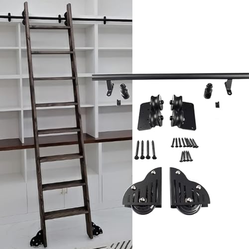 ACRaBoss 3,3 Fuß - 24 Fuß Rollleiter-Hardware-Kit, Bibliotheks-Schiebeleiter-Kit, Runde Rohr-Mobilleiterschiene Mit Bodenrollen/6.6Ft/200Cm Track Kit von ACRaBoss