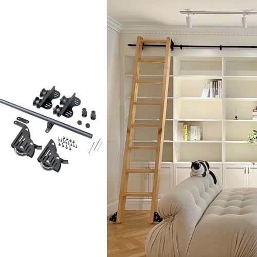 ACRaBoss 3Ft-26,2Ft Rollleiter-Kit Für Bibliotheken, Teleskop-Oberrollen-Wandmontage-Hardware-Kit Für Verschiebbare Bibliotheksleitern, Stabiler Stil Und Funktionales Design/6.6Ft/200Cm Track Kit von ACRaBoss
