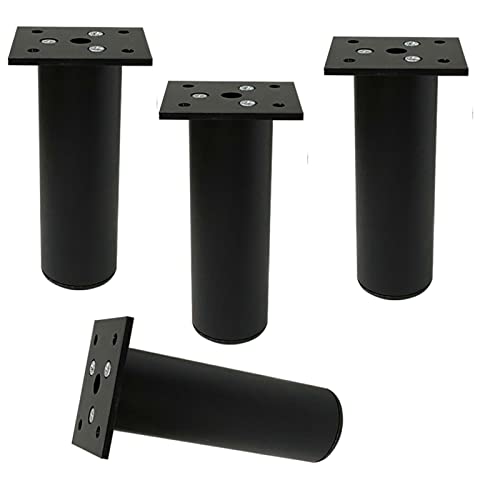 ACRaBoss 4 Möbelfüße, Tischbeine Aus Metall, Runde Schrankbeine, Sofabeine, Schrankbeine, Couchtische, Fuß, Höhenverstellbare Stützfüße, Aluminiumlegierung, Für Möbelprojekt, Mit Schrauben/Black/20Cm/ von ACRaBoss