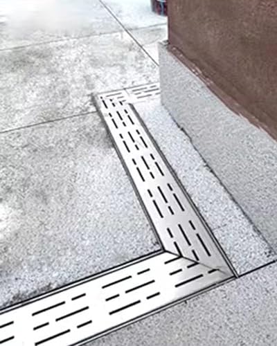 ACRaBoss Abflussabdeckungsset Aus Edelstafür Eine Effiziente Wasserableitung Von Terrassen Und Einfahrten, Inklusive Rinnen Und Fallrohrgittern/Corner/7 * 5Cm/2.8 * 2In von ACRaBoss