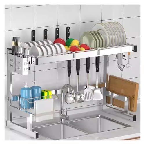 ACRaBoss Abtropfgestell Aus Edelstamit 2 Ebenen Über Der Spüle Für Die Küche, Platzsparender Organizer Für Die Arbeitsplatte, Langlebig Und Rostbeständig, Perfekt Für Kleine Küchen/30 * 12 * 20 In von ACRaBoss