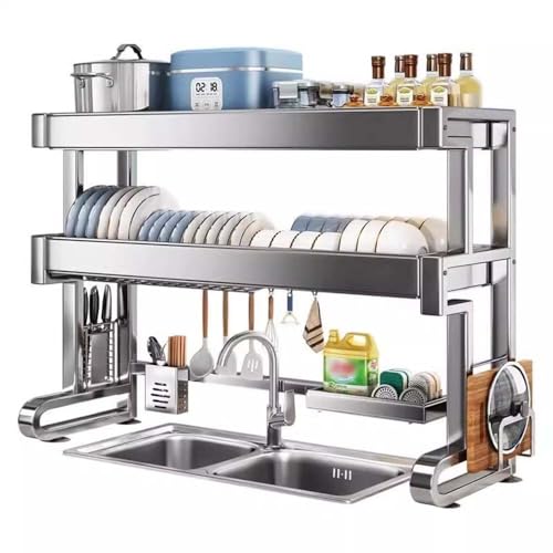 ACRaBoss Ausziehbarer Abtropfständer Aus Edelstaüber Der Spüle, 2-Stufiger Abtropfständer Für Die Küchentheke, Platzsparender Abtropfständer Für Effiziente Geschirrorganisation/M von ACRaBoss