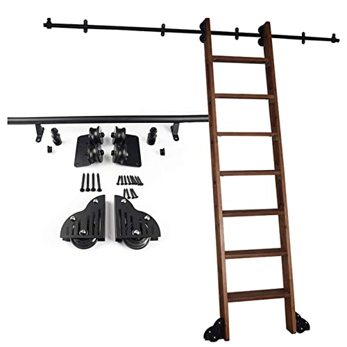 ACRaBoss Bibliothek Für Rollleiter-Hardware, Schiebeleiter-Hardware-Kit, 3,3 Bis 20 Fuß Runde Schiene/Schiene (Ohne Leiter), Mobile Leiterschiene Mit Bodenrollen/10Ft/300Cm Track Kit von ACRaBoss