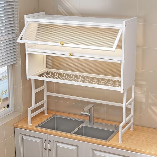 ACRaBoss Extragroßes Abtropfgestell Mit 2 Ebenen Und Schranktüren, Küchenorganizer Über Der Spüle, Platzsparendes Ablageregal Für Die Arbeitsplatte, Küchenutensilien, Langlebiges Und Stilvolles Design von ACRaBoss