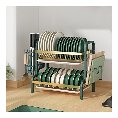 ACRaBoss Geschirrständer, Organizer Für Küchen-Eckschränke, Schwebendes Regal, Hochwertiges 3-Lagiges Abtropfgestell, Organizer-Regal Aus Edelstamit Utensilienhalter-Set, Effizientes Abtropfbrett, Pla von ACRaBoss