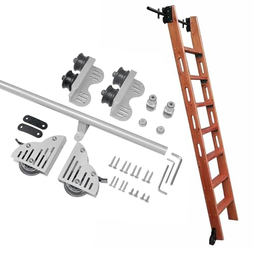 ACRaBoss Gleitschienen-Kit Für Bibliotheksleitern Aus Runden Stahlrohren, Rollleiter-Hardware-Kit Mit Bodenrollen Für Den Einsatz Zu Hause, Auf Dem Dachboden Und Im Büro/13Ft/400Cm Track Kit von ACRaBoss