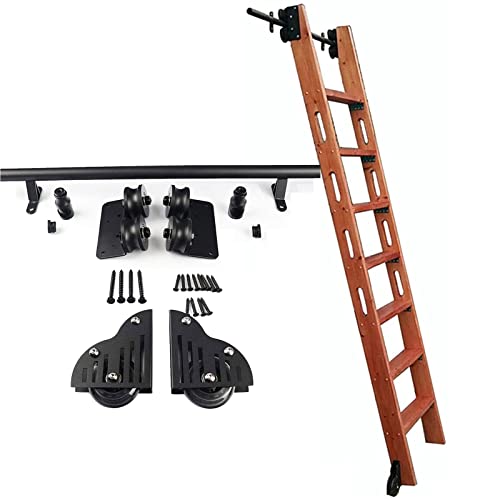 ACRaBoss Hardware-Kit Für Bibliotheks-Rollleitern, Langlebige Gleitschiene Für Den Privaten Und Gewerblichen Gebrauch, Runde Rohrschiene Aus Schwarzem Stahl, Sanfte Und Leise Bewegung/10Ft/300Cm Track von ACRaBoss