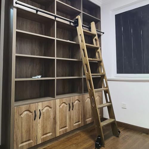 ACRaBoss Komplettes Hardware-Set Für Rollende Bibliotheksleitern, Mobile Leiterschiene Aus Rundrohr Mit Verschiebbaren Bodenrollen Für Zuhause Und Büro/20Ft/610Cm Track Kit von ACRaBoss