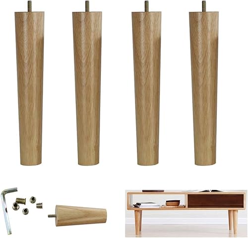 ACRaBoss Konische Möbelfüße Aus Massivholz Mit Transparenter Beschichtung. 4Er-Set, Ersatzbeine Für Sofa, Couchtisch, Bett, Inkl. M8-Schrauben/Clear/23Cm/9.1In von ACRaBoss