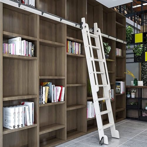 ACRaBoss Rollbare Schiebeleiter-Hardware-Bibliothek - Schiebetür-Set Für Scheunentore, Mobile Leiter Aus Rundem Stahlrohr, Zubehör Für Teleskopschiebeleitern Für Bibliotheken/500Cm(16.4 Ft) Track Kit von ACRaBoss