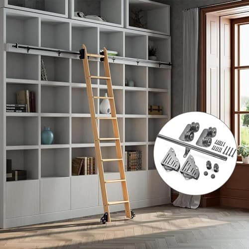 ACRaBoss Rollleiter-Hardware-Kit Aus Karbonsta– Bücherregal-Gleitschiene Und Hängeschiene Für Mobile Bibliotheksleiter – Zubehör Für Schiebetüren (Ohne Leiter)/3.3Ft/100Cm Track Kit von ACRaBoss