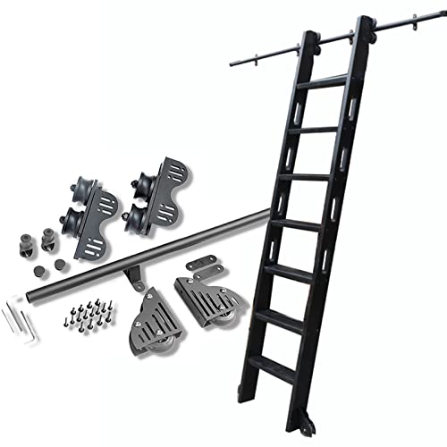 ACRaBoss Rollleiter-Hardware-Kit Für Bibliotheken, Gleitleiter-Schienen-Kit, Mit Bodenrollenrad, Geeignet Für Bibliotheken, Dachböden, Häuser Und Innenräume/6.6Ft/200Cm Track Kit von ACRaBoss