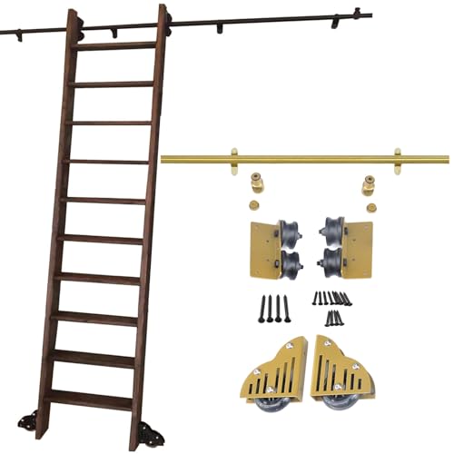 ACRaBoss Rollleiter-Hardware-Kit Für Bibliotheken, Schwarzes Gleitleiterschienen-Kit Mit Bodenrollenrädern Für Den Innenbereich Des Lofts/16Ft/500Cm Track Kit von ACRaBoss