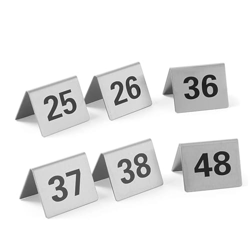 ACRaBoss Tischnummernhalter Aus Edelsta1–25, Doppelseitige Tischnummern-Requisiten Für Die Dekoration Von Hochzeitsfeiern, Stapelbare Tischnummernkarten Im Restaurantzeltstil/1-100 von ACRaBoss