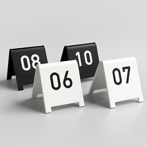 ACRaBoss Tischnummernschilder, 1-100 Tischnummerierung Tischanzeige Tischnummer, Doppelseitiges Acryl-Tischschild Nummernschild Für Tische Party Bar Café Bäckerei/Black/01-10 von ACRaBoss