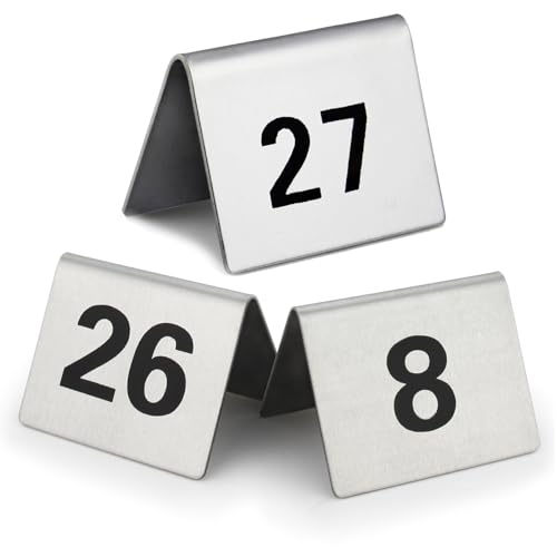 ACRaBoss Tischschilder Aus Edelstahl, Tischnummernhalter, 1-25/50/100 Stapelbare Tischnummernkarten Aus Metall, Robust Und Leicht Zu Reinigen, Für Restaurants, Hotels, Cafés, Bars Und Pubs/1-25 ACRaBoss Tischschilder Aus Edelstahl, Tischnummernhalter, 1-25/50/100 Stapelbare Tischnummernkarten Aus Metall, Robust Und Leicht Zu Reinigen, Für Restaurants, Hotels, Cafés, Bars Und Pubs/1-25 von ACRaBoss