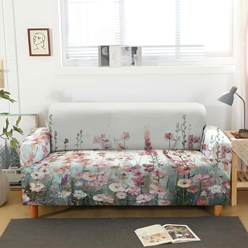 ACSMCQ Elastischer Sofaüberzug Bemalte rote Blumen Couch überzug 1 2 3 4 Sitzer Sofa Bezug Spandex Couchbezug Sofabezüge Schonbezug Couch Antirutsch Hussen für Sofas von ACSMCQ
