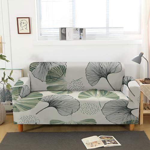 ACSMCQ Sofa Überzug Bemalte Ginkgoblätter Couch überzug 1 2 3 4 Sitzer Sofa Bezug Spandex Couchbezug Elastischer Sofabezüge Schonbezug Couch Antirutsch Hussen für Sofas von ACSMCQ