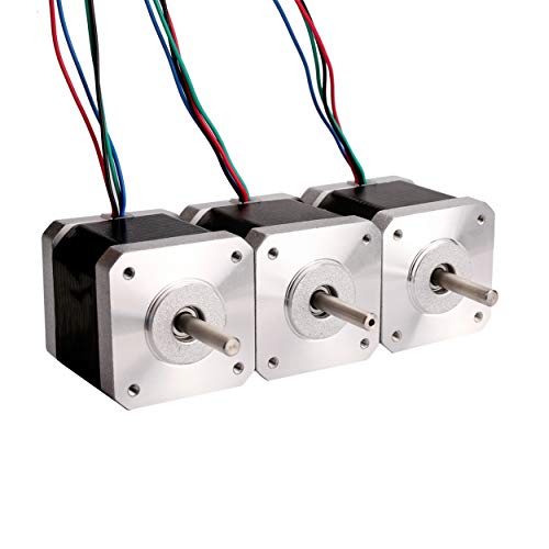 ACT Motor 3 Stück Schrittmotor Nema17 2,4A 0,42 Nm 42,3x42,3x48mm 0,9 Grad 4 Drähte Stepper Motor für CNC und Roboter 17HM5424 von ACT Motor