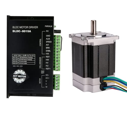 ACT MOTOR GmbH Nema23 1PC BLDC-Motor 57BLF03 101mm 24VDC 3000RPM 12A 188W Ø8mm D-Shaft +1PC BLDC-8105A-5 Brushless DC-Driver CNC von ACT Motor