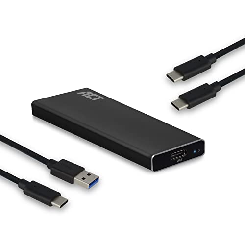 ACT Aluminium M.2 SATA und NVMe SSD Gehäuse, USB C 3.2 Gen 2, 10Gbps Übertragungsrate, M-Key / B+M-Key, M2 Externe SSD Gehäuse für Größe 2230/2242/2260/2280 - AC1605 von ACT