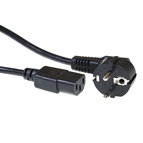 ACT Kaltgerätekabel 1m, C13 Kabel, PC Stromkabel, CEE 7/7 auf C13 3 Pin – Schutzkontakt gewinkelt - AK5146 Schwarz von ACT
