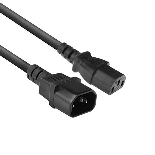 ACT Kaltgerätekabel 5m, C13 zu C14 Kaltgerätekabel Verlängerung, IEC Stecker zu Buchse 3 Pin - AK5032 Schwarz von ACT