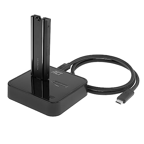 ACT M.2 NVMe/PCIe Dual SSD Docking Station, Offline Klonen und Datensicherung, USB-C 3.2 Gen2 Kabel 10 Gbps, für M-Key und B+M-Key, Heatsink, Montagefrei – AC1502 von ACT