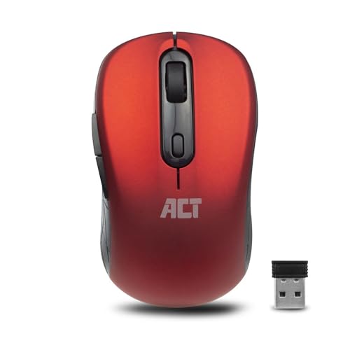 ACT Maus Kabellos Rot - 1600 DPI - 2.4Ghz USB Mini Dongle - Rechtshänder – Leichtgewicht Wireless Mouse – AC5135, Red ACT Maus Kabellos Rot - 1600 DPI - 2.4Ghz USB Mini Dongle - Rechtshänder – Leichtgewicht Wireless Mouse – AC5135, Red von ACT