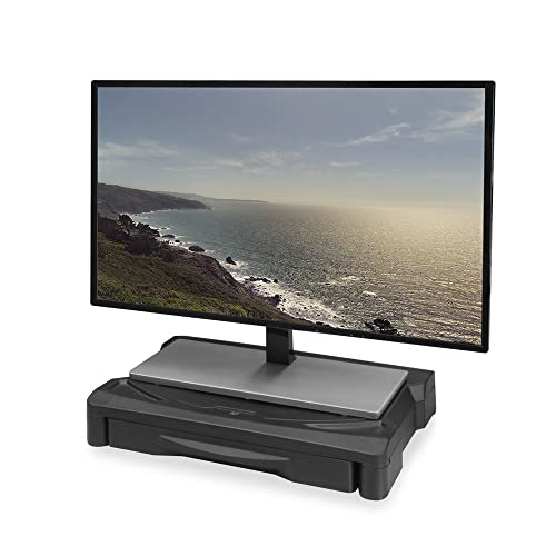 ACT Monitorständer mit Schublade A4, höhenverstellbarer Monitor stand für den Schreibtisch, Bildschirm Max. 32" Gewicht Max. 10KG, rutschfeste Gummifüße für zusätzliche Stabilität - AC8210 von ACT