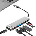 ACT USB-C Hub Kartenleser AC7050 Grau, Schwarz 0.15 m von ACT