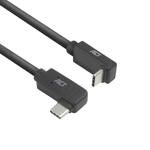 ACT USB C Winkel Kabel 0.5m, PD 60W USB C Winkelstecker 90 Grad, links/rechts nach oben/unten, 10Gbps Datengeschwindigkeit, 4K@60Hz USB Type C Video Kabel, Datenkabel, Ladekabel - AC7480 ACT USB C Winkel Kabel 0.5m, PD 60W USB C Winkelstecker 90 Grad, links/rechts nach oben/unten, 10Gbps Datengeschwindigkeit, 4K@60Hz USB Type C Video Kabel, Datenkabel, Ladekabel - AC7480 von ACT
