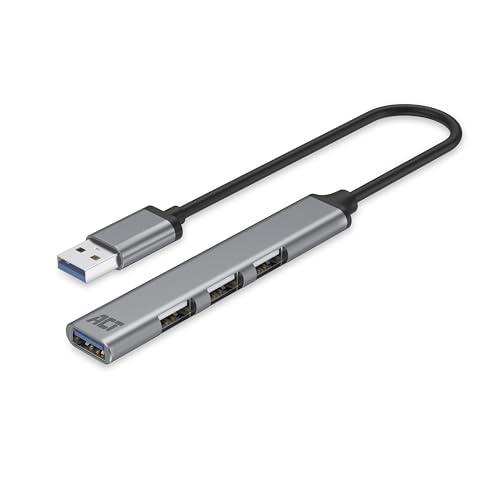 ACT USB Hub 3.0 Mit 4 Ports (1x 3.0 und 3x 2.0), Mehrfachstecker, Aluminium Gehäuse, 18cm Kabel, Für PC, Laptop, Konsole – AC6325 von ACT