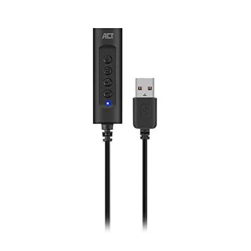 ACT USB Soundkarte, USB auf Klinke 3.5mm Buchse, mit Lautstärkeregler, USB Soundkarte Extern, verbindet Audio und Mikrofon Aux mit PC/Laptop/ - AC9360 von ACT