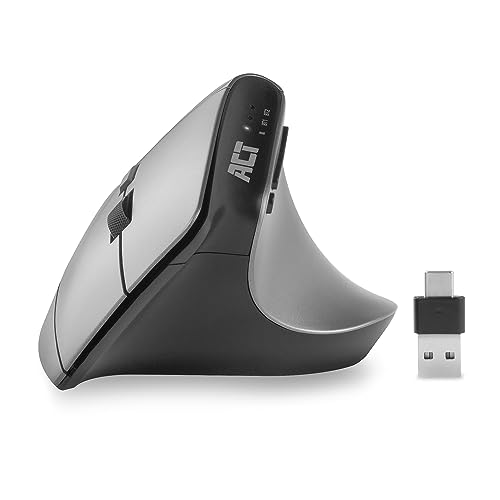 ACT Vertikale Maus, 2400 DPI, Nur Rechtshänder, Ergonomische Maus Anti RSI, Kabellose Maus Bluetooth 5.0 USB C und USB A - 2.4Ghz, bis zu 3 Geräten – AC5155 von ACT