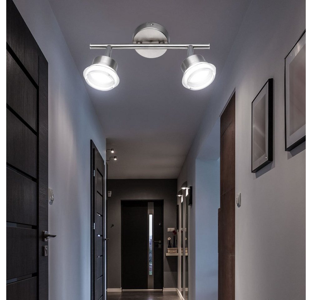 WOFI LED Deckenleuchte, LED-Leuchtmittel fest verbaut, Warmweiß, LED Wand Decken Leuchte Wohnraum Spot Lampe Chrom Licht Schiene von WOFI